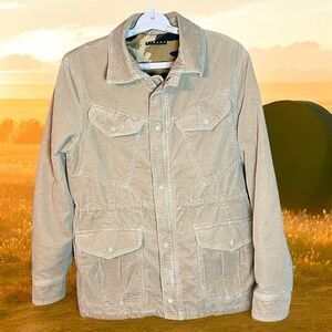 Sisley Barn Chore Winter Coat Womens Large Button Brown Camo Lined Italy Warm